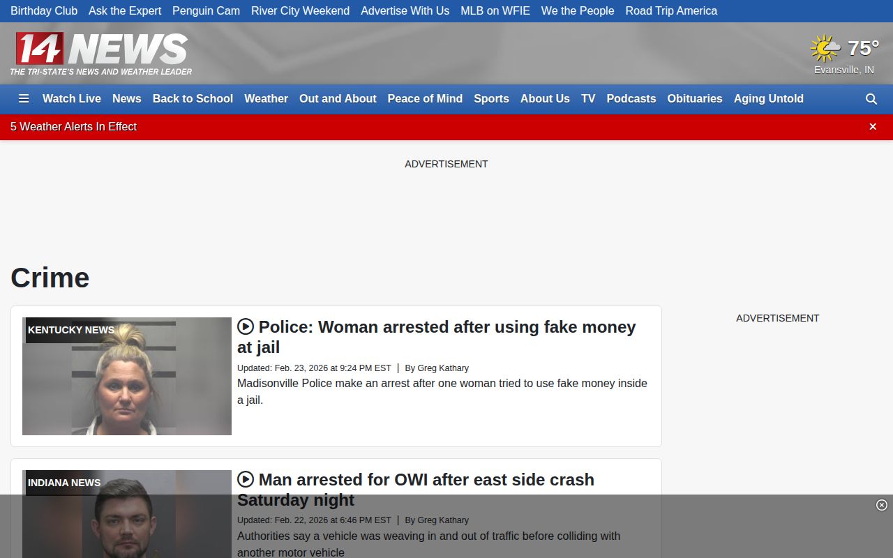 WFIE 14 News regional crime coverage page