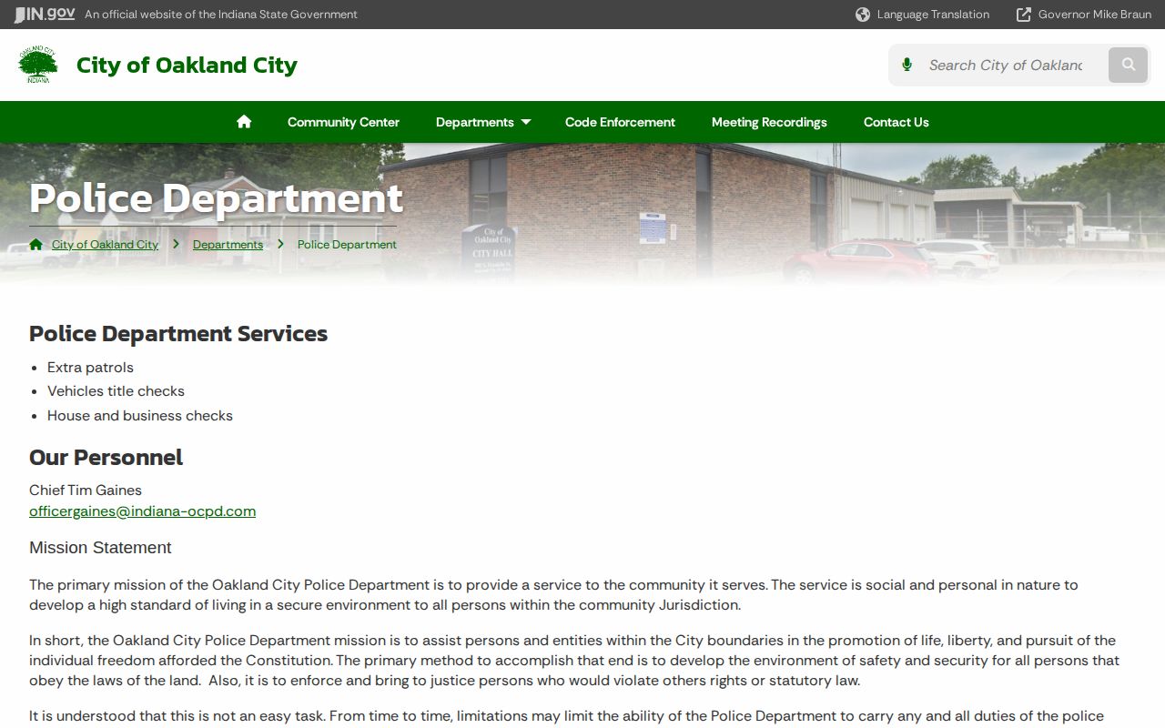 Official Oakland City Police Department webpage
